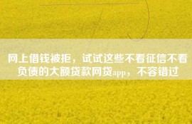 网上借钱被拒，试试这些不看征信不看负债的大额贷款网贷app，不容错过