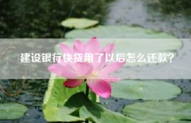 建设银行快贷用了以后怎么还款？