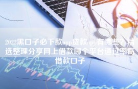 2022黑口子必下款app贷款app有哪些？精选整理分享网上借款哪个平台通过率高借款口子