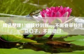 精选整理！借钱秒到账app不需要审核网贷口子，不容错过