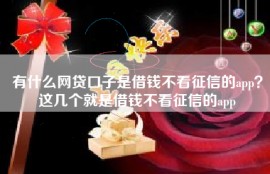 有什么网贷口子是借钱不看征信的app？这几个就是借钱不看征信的app