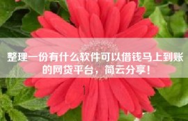 整理一份有什么软件可以借钱马上到账的网贷平台，简云分享！