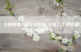 小额借款3000元有哪些?分享几个小额借款3000元平台