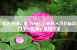 精选整理，借2万马上到账私人放款借款口子一览表，拿走不谢