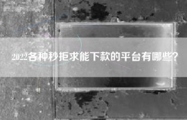 2022各种秒拒求能下款的平台有哪些？