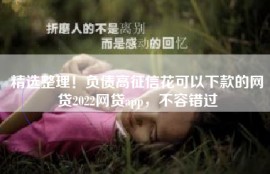 精选整理！负债高征信花可以下款的网贷2022网贷app，不容错过