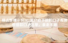 精选整理一份2022黑户必下款的口子有哪些借款口子名单，拿走不谢
