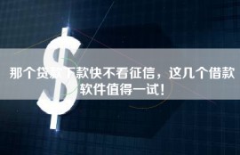 那个贷款下款快不看征信，这几个借款软件值得一试！