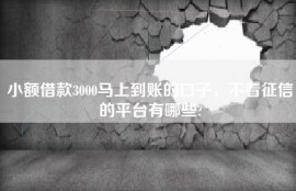 小额借款3000马上到账的口子，不看征信的平台有哪些?