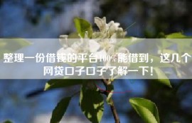 整理一份借钱的平台100%能借到，这几个网贷口子口子了解一下！