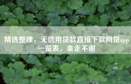 精选整理，无信用贷款直接下款网贷app一览表，拿走不谢