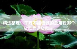 精选整理！千万不能错过的急用钱哪个贷款靠谱贷款app