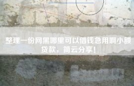 整理一份网黑哪里可以借钱急用啊小额贷款，简云分享！