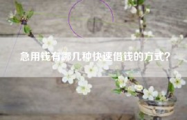 急用钱有哪几种快速借钱的方式？