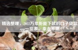 精选整理，2022万年拒能下款的口子贷款app一览表，拿走不谢