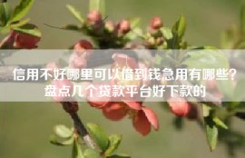 信用不好哪里可以借到钱急用有哪些？盘点几个贷款平台好下款的