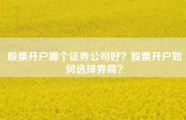 股票开户哪个证券公司好？股票开户如何选择券商？