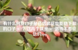 有什么网贷口子是征信很花也能稳下款的口子2022？这几个就是2022借钱不看征信的app