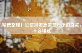 精选整理！征信很差急需三万小额贷款，不容错过