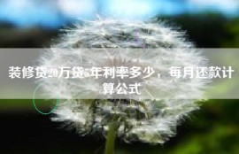 装修贷20万贷5年利率多少，每月还款计算公式