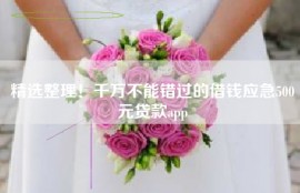 精选整理！千万不能错过的借钱应急500元贷款app