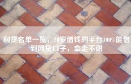 网贷名单一览，20岁借钱的平台100%能借到网贷口子，拿走不谢