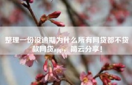 整理一份没逾期为什么所有网贷都不贷款网贷app，简云分享！