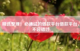 精选整理！必通过的借款平台借款平台，不容错过
