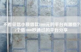 不看征信小额借款1000元的平台有哪些？5个借1000秒通过的平台分享