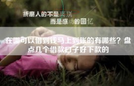 在哪可以借到钱马上到账的有哪些？盘点几个借款口子好下款的