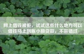 网上借钱被拒，试试这些什么地方可以借钱马上到账小额贷款，不容错过