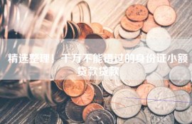 精选整理！千万不能错过的身份证小额贷款贷款