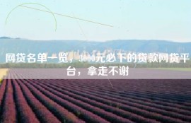 网贷名单一览，3000元必下的贷款网贷平台，拿走不谢