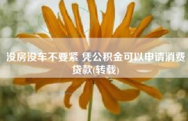 没房没车不要紧 凭公积金可以申请消费贷款(转载)