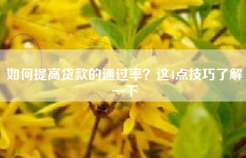 如何提高贷款的通过率？这4点技巧了解一下