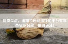 网贷盘点，逾期了还能借钱的平台有哪些贷款名单，值得关注！