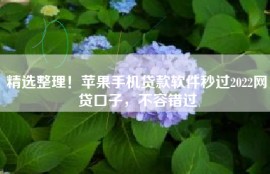 精选整理！苹果手机贷款软件秒过2022网贷口子，不容错过