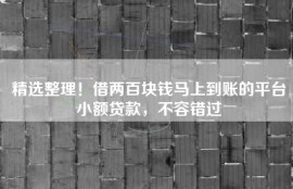 精选整理！借两百块钱马上到账的平台小额贷款，不容错过