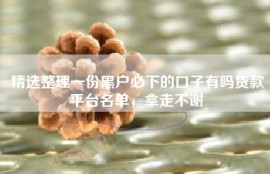 精选整理一份黑户必下的口子有吗贷款平台名单，拿走不谢