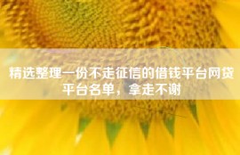 精选整理一份不走征信的借钱平台网贷平台名单，拿走不谢