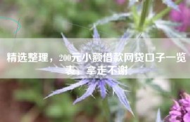 精选整理，200元小额借款网贷口子一览表，拿走不谢
