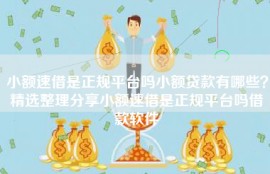 小额速借是正规平台吗小额贷款有哪些？精选整理分享小额速借是正规平台吗借款软件