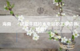 海南――建设牛路岭水电站职工申请书(转载)