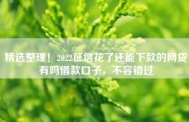 精选整理！2022征信花了还能下款的网贷有吗借款口子，不容错过