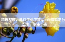 精选整理，黑口子必下款app2022借款平台一览表，拿走不谢