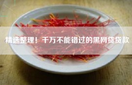 精选整理！千万不能错过的黑网贷贷款