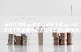 有什么网贷app是黑口子必下款app2022？这几个就是借两百块钱马上到账的平台