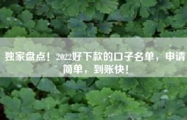 独家盘点！2022好下款的口子名单，申请简单，到账快！