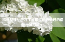 精选整理！千万不能错过的必通过的借款平台网贷app