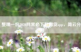 整理一份2020网黑必下款网贷app，简云分享！